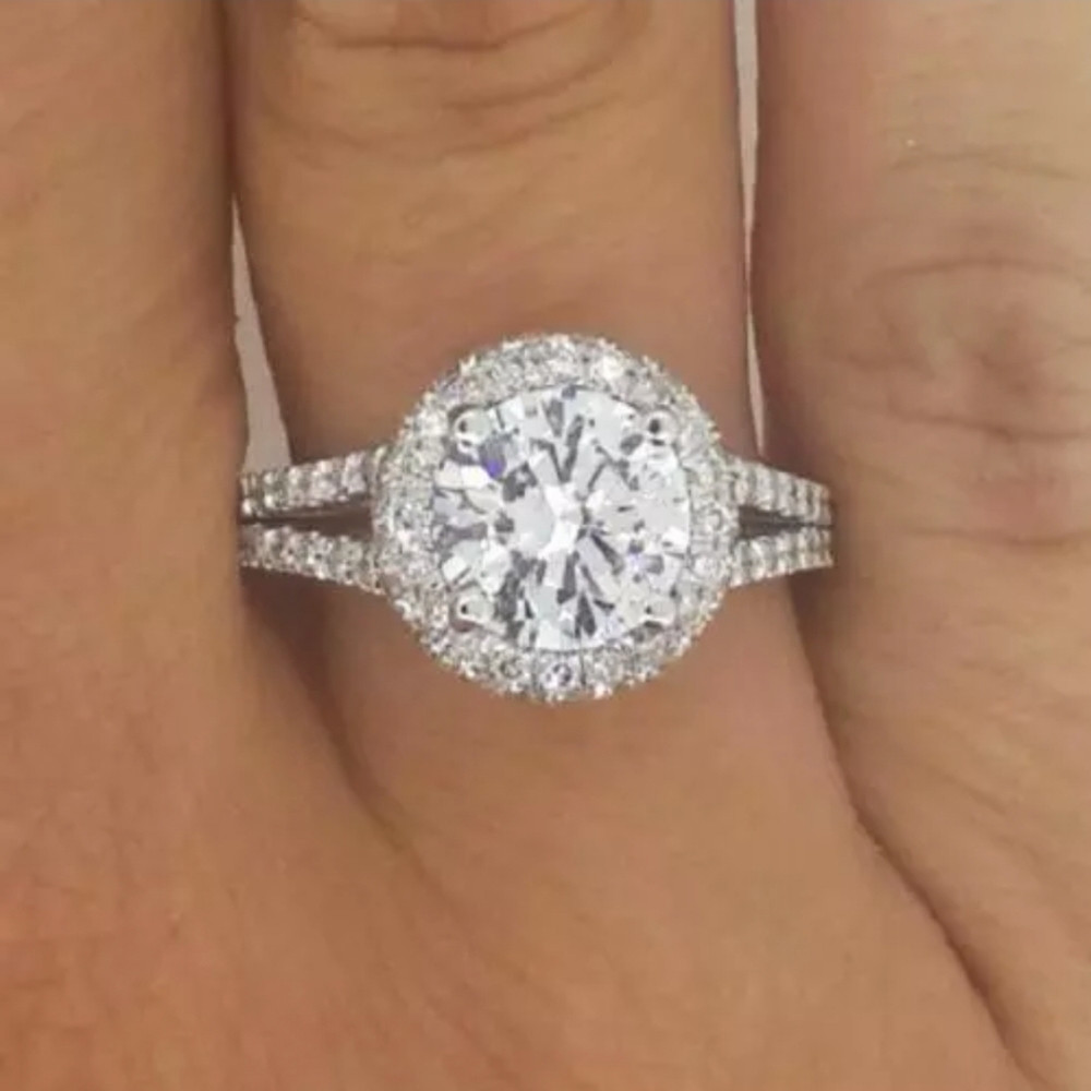 Size 6 Split Shank Double Halo Ring - image 2